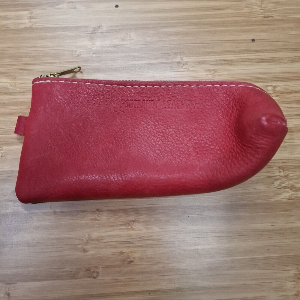 Portland Leather Goods Canoe Pencil Case Pen Zipper Pouch Superbloom Cherry Red